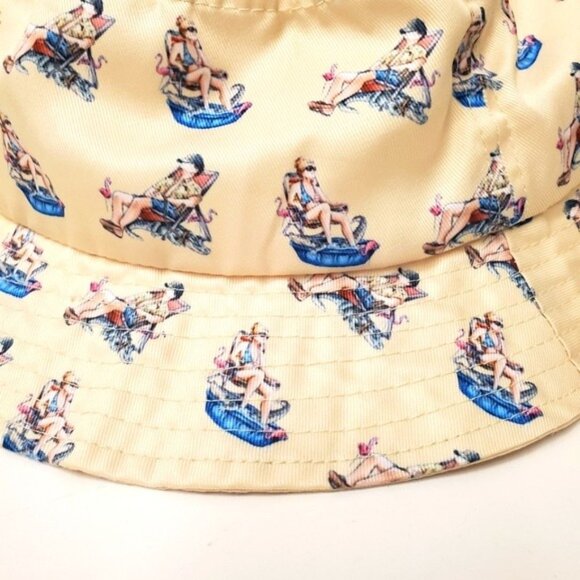 Handmade Bucket Hat Florida Theme Loungechair Drink - Picture 6 of 13